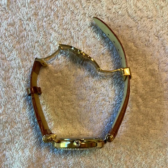 Brand New Never Worn Iceberg Gold Crystal-Studded Watch with Brown Strap